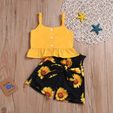 pretty princess clothing summer cool tops vest solid ruched flower bow skirts toddler kids girl clothes set 2pcs 2-6T