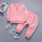 2020 Spring Baby Casual Tracksuit Children Boy Girl Cotton Zipper Jacket Pants 2Pcs/Sets Kids Leisure Sport Suit Infant Clothing