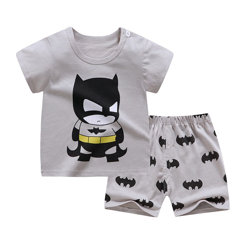 2020 Kids Clothes Toddler Boys Cartoon Outfits Baby Girls Summer Tees Suits 1 2 3 4 Years Children Clothing T-shirt + Shorts