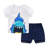 2020 Kids Clothes Toddler Boys Cartoon Outfits Baby Girls Summer Tees Suits 1 2 3 4 Years Children Clothing T-shirt + Shorts