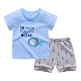 2020 Kids Clothes Toddler Boys Cartoon Outfits Baby Girls Summer Tees Suits 1 2 3 4 Years Children Clothing T-shirt + Shorts