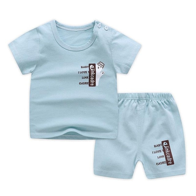 2020 Kids Clothes Toddler Boys Cartoon Outfits Baby Girls Summer Tees Suits 1 2 3 4 Years Children Clothing T-shirt + Shorts