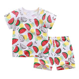 2020 Kids Clothes Toddler Boys Cartoon Outfits Baby Girls Summer Tees Suits 1 2 3 4 Years Children Clothing T-shirt + Shorts