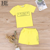 HE Hello Enjoy Kids Clothes Toddler Boys Clothing Set Children Summer Cartoon Kids Applique Star Tops Shorts Infantil Baby Suit