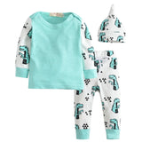 Baby Boy Clothes 2020 Autumn Baby Girl Clothing Sets Newborn Cotton Printed Long Sleeved T-shirt+pants+cap Kids 3pcs Suit