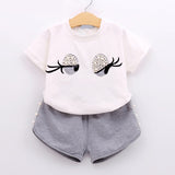 Humor Bear Girls Clothing Set Pearl Girls Clothes Set Lovely Long Eyelashes Toddler Girl tops + Pants Girls Suit Kids Clothes