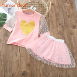 Humor Bear Girls Clothing Set Pearl Girls Clothes Set Lovely Long Eyelashes Toddler Girl tops + Pants Girls Suit Kids Clothes