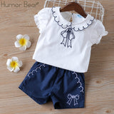 Humor Bear Girls Clothing Set Pearl Girls Clothes Set Lovely Long Eyelashes Toddler Girl tops + Pants Girls Suit Kids Clothes