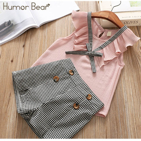 Humor Bear Girls clothes Girls Sets Summer Set 2020 Kids Clothes Girls Clothing Sets Two-Piece Kids Suit children clothing