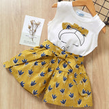 Melario Girls Clothing Sets 2020 New Summer Flower Printing Vest+Pants Fashion Kids Clothes Casual Clothing Sets for Children