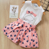 Melario Girls Clothing Sets 2020 New Summer Flower Printing Vest+Pants Fashion Kids Clothes Casual Clothing Sets for Children