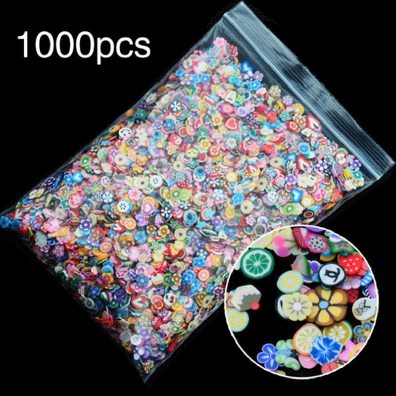 Soft pottery 1000pcs Fruit slices Filler For Nails Art Tips Slime Fruit For Kids Lizun DIY slime Accessories Supplies Decoration