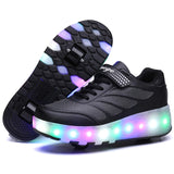 Size 28-43 Led Wheel Sneakers for Kids Adult USB Charging Glowing Roller Shoes with Lights Double Wheels Children Skate Shoes