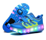 Size 28-43 Led Wheel Sneakers for Kids Adult USB Charging Glowing Roller Shoes with Lights Double Wheels Children Skate Shoes