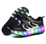 Size 28-43 Led Wheel Sneakers for Kids Adult USB Charging Glowing Roller Shoes with Lights Double Wheels Children Skate Shoes