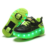 Size 28-43 Led Wheel Sneakers for Kids Adult USB Charging Glowing Roller Shoes with Lights Double Wheels Children Skate Shoes