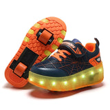 Size 28-43 Led Wheel Sneakers for Kids Adult USB Charging Glowing Roller Shoes with Lights Double Wheels Children Skate Shoes