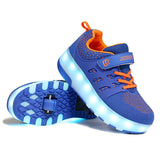 Size 28-43 Led Wheel Sneakers for Kids Adult USB Charging Glowing Roller Shoes with Lights Double Wheels Children Skate Shoes