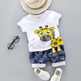 2020 fashion infant Suits Baby Clothing Set for Boys Girls Cute Summer Casual Clothes Set Giraffe Top+Shorts Kids Clothes