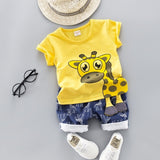 2020 fashion infant Suits Baby Clothing Set for Boys Girls Cute Summer Casual Clothes Set Giraffe Top+Shorts Kids Clothes