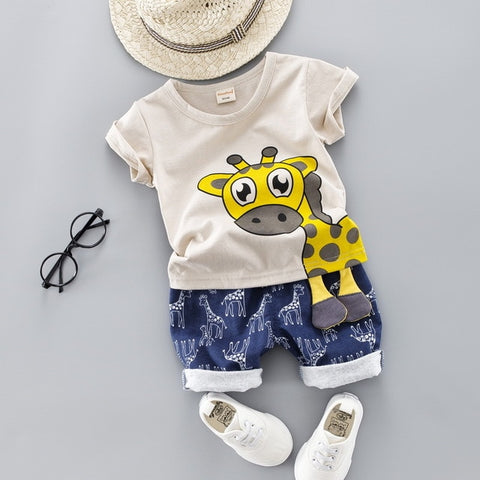 2020 fashion infant Suits Baby Clothing Set for Boys Girls Cute Summer Casual Clothes Set Giraffe Top+Shorts Kids Clothes