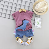 2020 fashion infant Suits Baby Clothing Set for Boys Girls Cute Summer Casual Clothes Set Giraffe Top+Shorts Kids Clothes