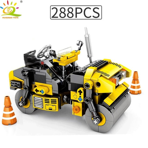 HUIQIBAO Engineering Bulldozer Crane Technic Dump Truck Building Blocks City Construction vehicle car Toy For Children kids gift