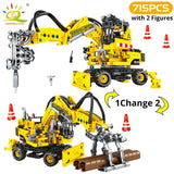 HUIQIBAO Engineering Bulldozer Crane Technic Dump Truck Building Blocks City Construction vehicle car Toy For Children kids gift