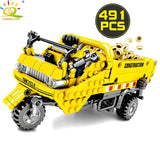 HUIQIBAO Engineering Bulldozer Crane Technic Dump Truck Building Blocks City Construction vehicle car Toy For Children kids gift