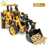 HUIQIBAO Engineering Bulldozer Crane Technic Dump Truck Building Blocks City Construction vehicle car Toy For Children kids gift