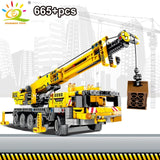 HUIQIBAO Engineering Bulldozer Crane Technic Dump Truck Building Blocks City Construction vehicle car Toy For Children kids gift