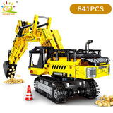 HUIQIBAO Engineering Bulldozer Crane Technic Dump Truck Building Blocks City Construction vehicle car Toy For Children kids gift