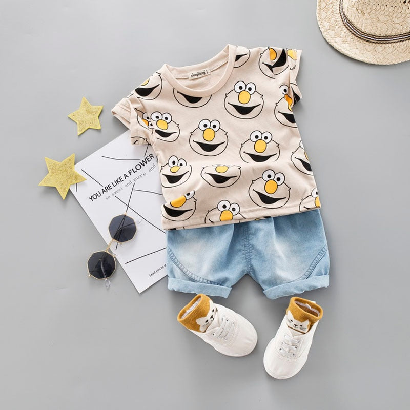 Baby Boy Clothing Set Cute Summer T-Shirt Cartoon Children Boys Clothes Shorts Suit for Kids Outfit Denim Outfit