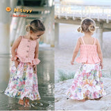 1-6T Girls Clothes Toddler Kids Baby Set Sleeveless Summer T-shirt Tops Floral Skirt Clothing Outfits 2PCS