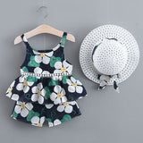 Cute Girls Clothing Sets Summer Casual Print Kids   Sleeveless Chiffon T-shirt Shorts 2PCS New Children  Suit