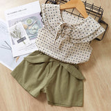 Cute Girls Clothing Sets Summer Casual Print Kids   Sleeveless Chiffon T-shirt Shorts 2PCS New Children  Suit