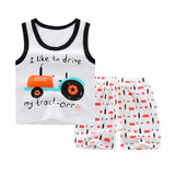 Summer Baby Boys Girls Cartoon Vest Top Shorts Pants Set Clothes Kids Cute Cartoon 2PCS Children Pajamas Girls Clothing Sets