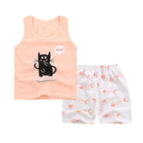 Summer Baby Boys Girls Cartoon Vest Top Shorts Pants Set Clothes Kids Cute Cartoon 2PCS Children Pajamas Girls Clothing Sets