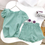 Kids Girls Clothing Sets Summer New Style Brand  Baby Girls Clothes short Sleeve T-Shirt+Pant Dress 2Pcs Children Clothes Suits