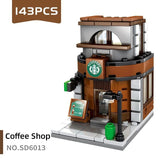 Single Mini City Street Series Food Candy Pizza Ice Cream Shop Bookstore MOC Building Blocks Kids Educational Toys