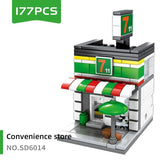 Single Mini City Street Series Food Candy Pizza Ice Cream Shop Bookstore MOC Building Blocks Kids Educational Toys