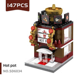 Single Mini City Street Series Food Candy Pizza Ice Cream Shop Bookstore MOC Building Blocks Kids Educational Toys