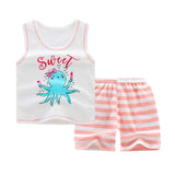 Summer Baby Boys Girls Cartoon Vest Top Shorts Pants Set Clothes Kids Cute Cartoon 2PCS Children Pajamas Girls Clothing Sets