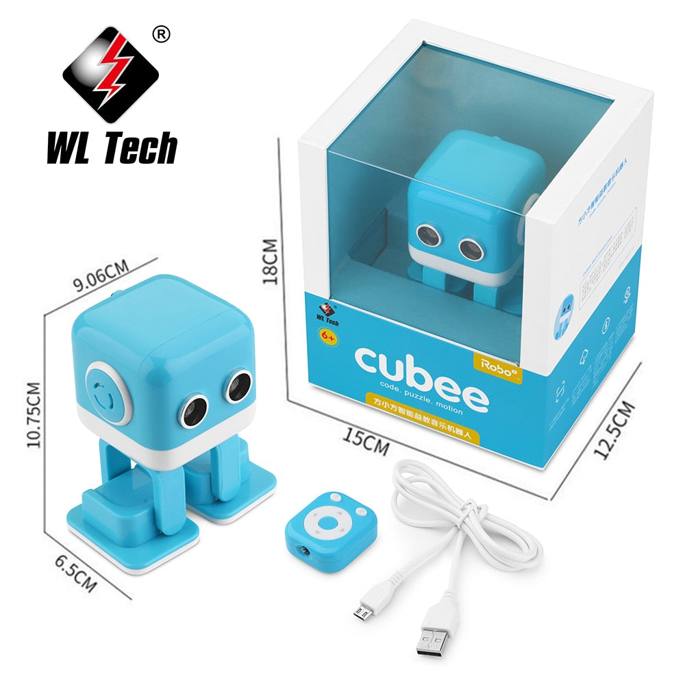 WLTOYS Cubee RC Robot Toy Smart Bluetooth Speaker Intelligent Musical Dancing Machine LED Face Desk Kids Gift Gesture Interative