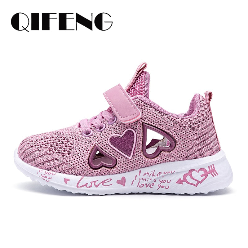 Children Mesh Casual Shoes Girl Sneakers Kids Banner Sport Footwear Kids Shoes for Girl Light Shoes Cute Pink Flat Shoes Winter