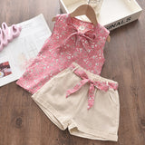 Bear Leader Girls Clothing Sets 2020 Summer Kids Clothes Floral Chiffon Halter+Embroidered Shorts Straw Children Clothing