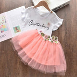 Bear Leader 2020 New Summer Kids Girls Clothes Set Fruit Parrten Short T-shirt +Bow Ball Gown Dress 2pcs Clothing Sets 3-7Y