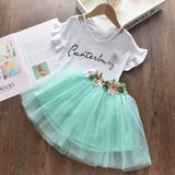 Bear Leader 2020 New Summer Kids Girls Clothes Set Fruit Parrten Short T-shirt +Bow Ball Gown Dress 2pcs Clothing Sets 3-7Y