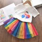 Bear Leader 2020 New Summer Kids Girls Clothes Set Fruit Parrten Short T-shirt +Bow Ball Gown Dress 2pcs Clothing Sets 3-7Y