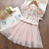 Bear Leader 2020 New Summer Kids Girls Clothes Set Fruit Parrten Short T-shirt +Bow Ball Gown Dress 2pcs Clothing Sets 3-7Y